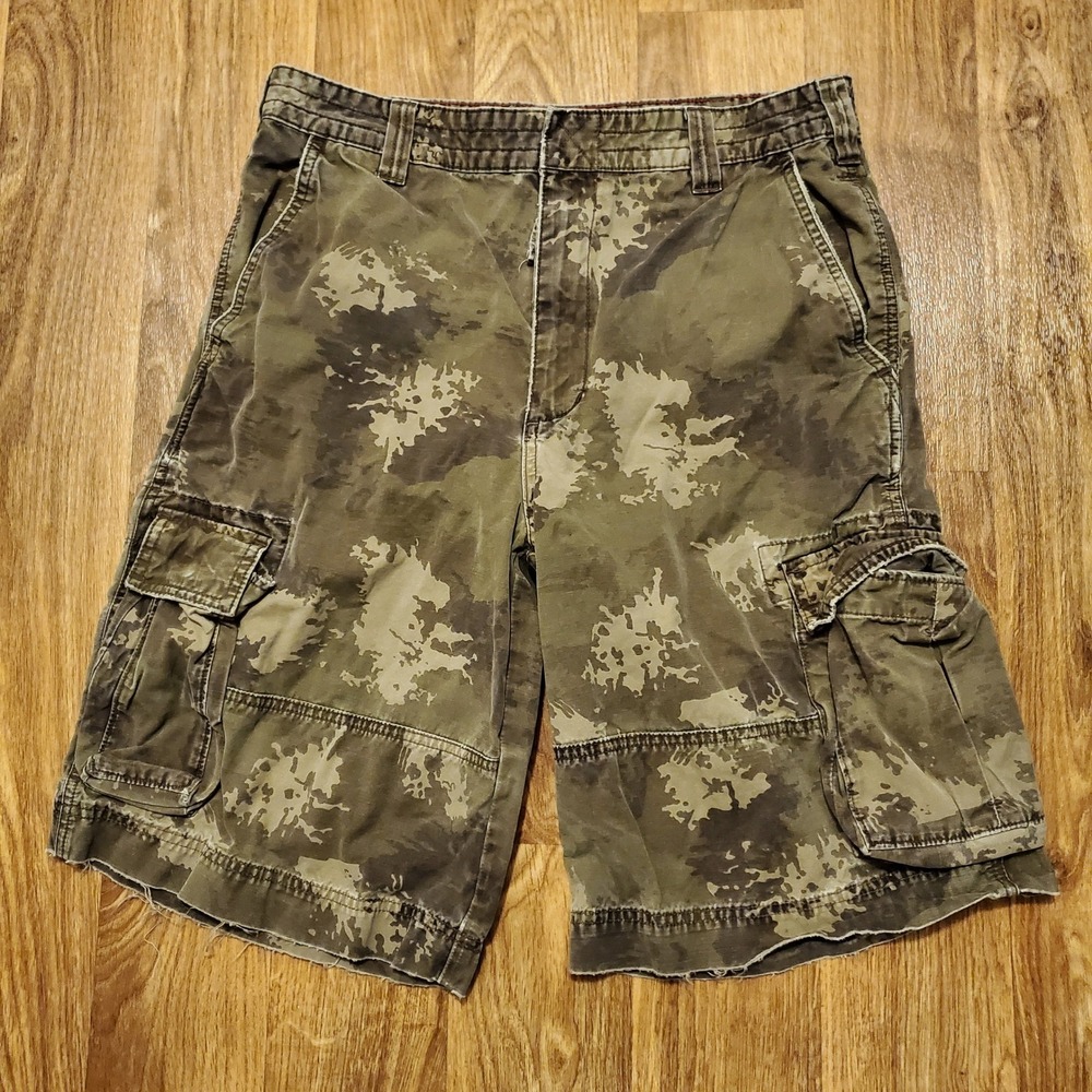 Vintage Mossimo Cargo Shorts Men‎ 32 Green Camouflage Baggy Utility Y2K